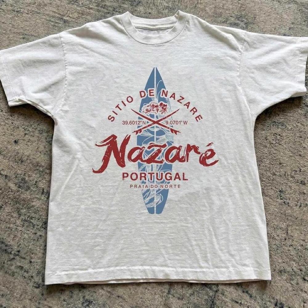 Gildan Men White T-Shirt, Nazare Portugal White T-Shirt